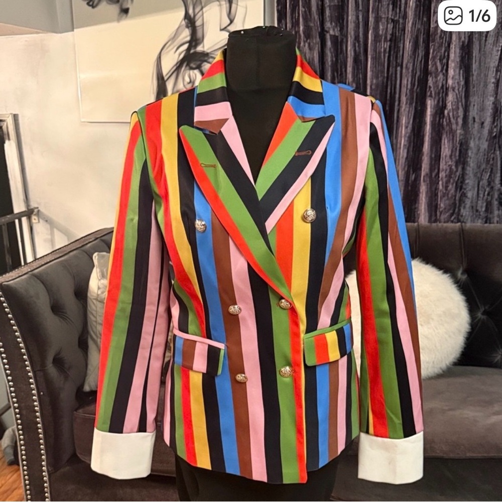 Colorful Striped Women's Blazer
